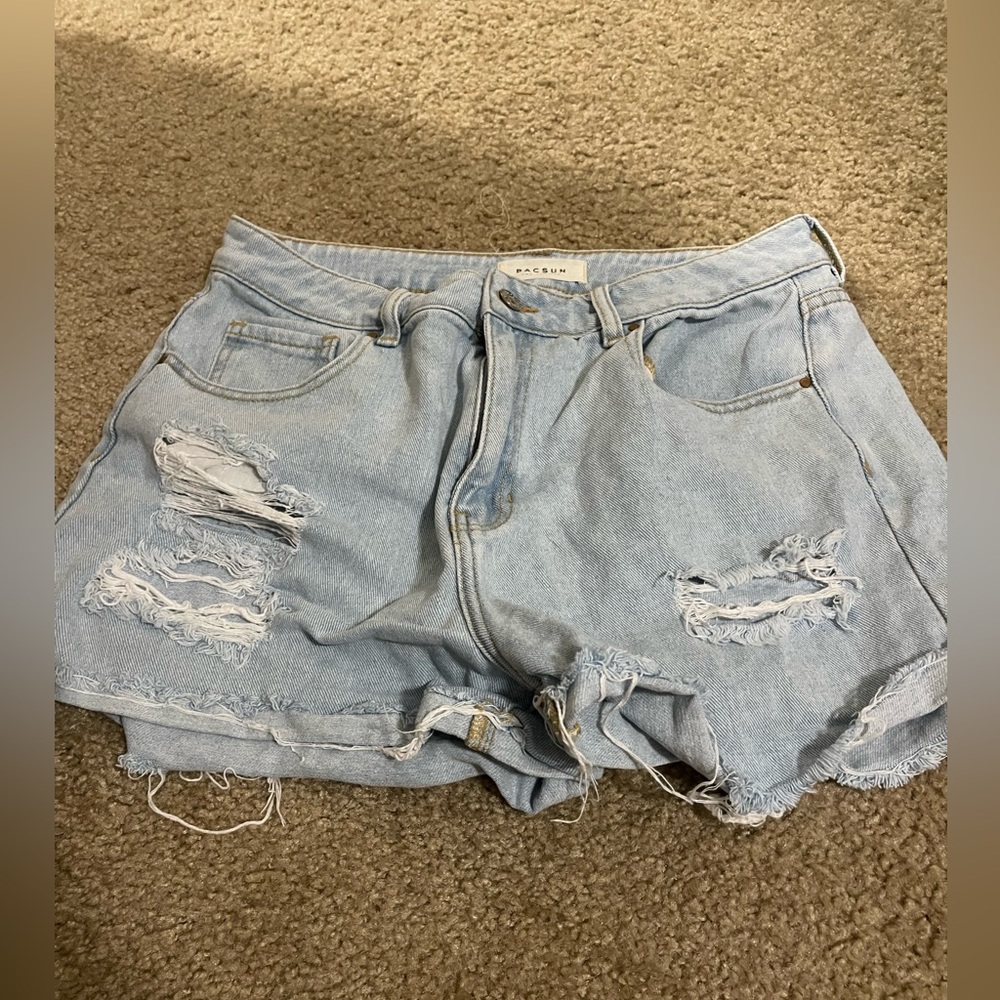 Light wash jean shorts